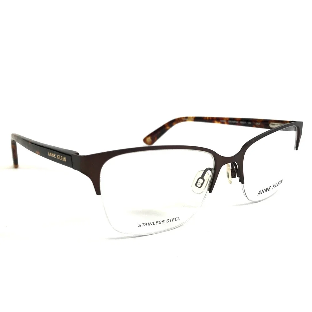 Anne Klein Eyeglasses Frames AK5083 200 MOCHA Brown Cat Eye Half Rim 53-17-135